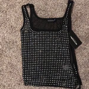 Pretty Little Thing studded mesh tank